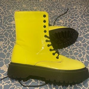 Neon yellow boots